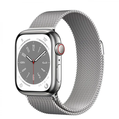 Apple Watch Series 8 GPS + Cellular 41mm Silver Stainless Steel Case with Milanese Loop Silver (MNJ73, MNJ83) 30-012 фото