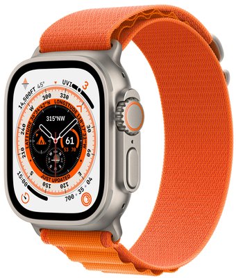 Apple Watch Ultra 49mm Titanium Case with Orange Alpine Loop - Small (MNHH3) 32-0 фото
