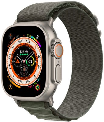 Apple Watch Ultra 49mm Titanium Case with Green Alpine Loop - Medium (MQFN3) 32-07 фото