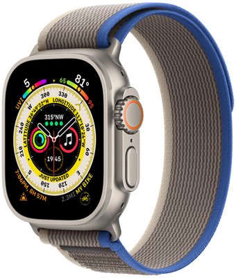 Apple Watch Ultra 49mm Titanium Case with Blue/Gray Trail Loop - S/M (MNHL3) 32-011 фото