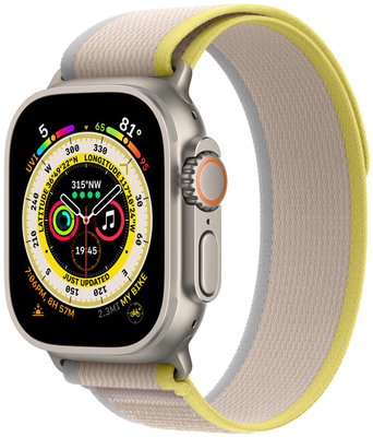 Apple Watch Ultra 49mm Titanium Case with Yellow/Beige Trail Loop - M/L (MQFU3) 32-014 фото