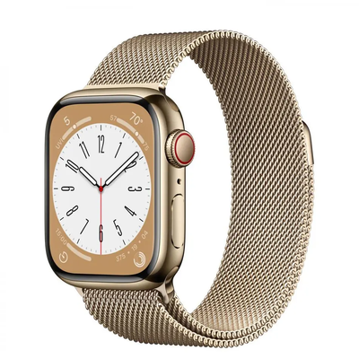 Apple Watch Series 8 GPS + Cellular 41mm Gold Stainless Steel Case with Milanese Loop Gold (MNJE3, MNJF3) 30-08 фото