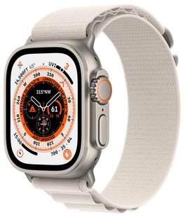 Apple Watch Ultra 49mm Titanium Case with Starlight Alpine Loop - Small (MQFQ3) 32-03 фото